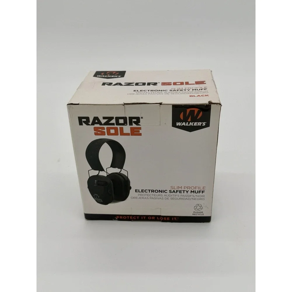 Walkers Razor Sole Electronic Black Earmuffs Slim Profile NEW